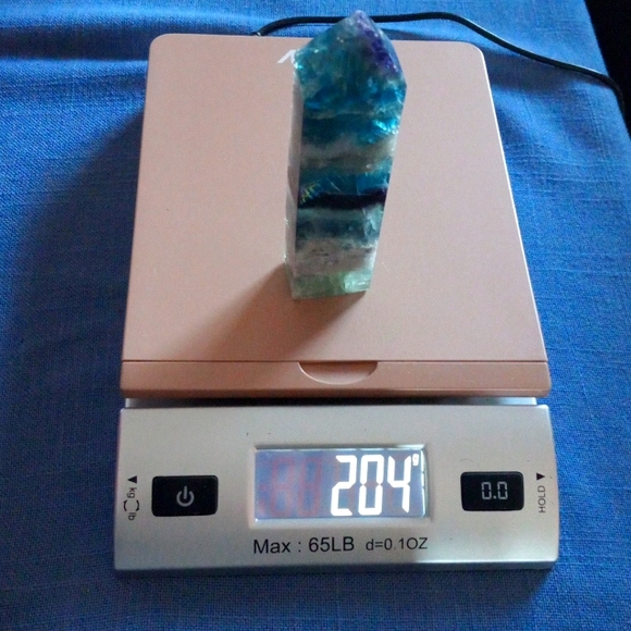 Beautiful Feather Fluorite with Druzy and Rainbows Crystal Tower. - Picture 12 of 13